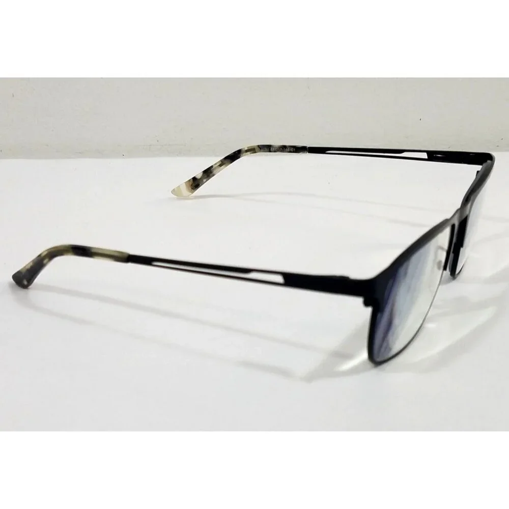 Black Metal Eyeglass Frames With Tortoise Temple Tips 51/17-141 C1